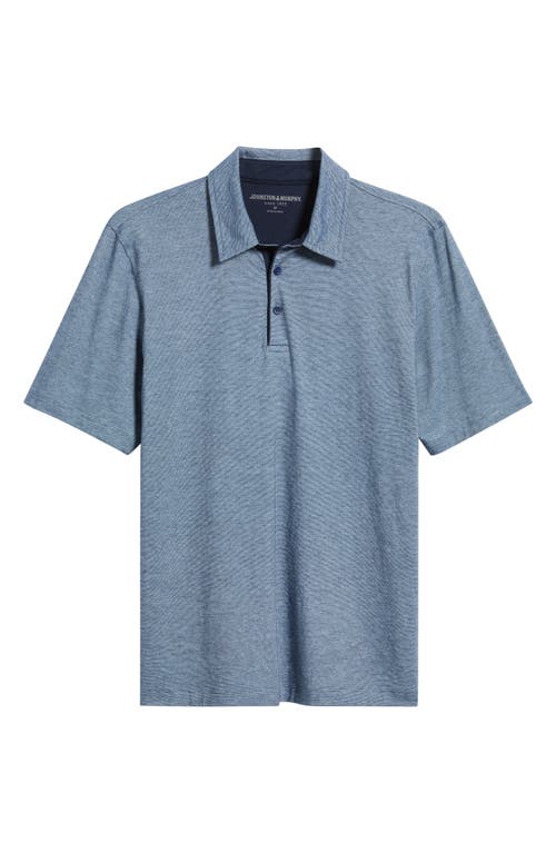 Johnston & Murphy Fine Stripe Polo In Light Blue/navy