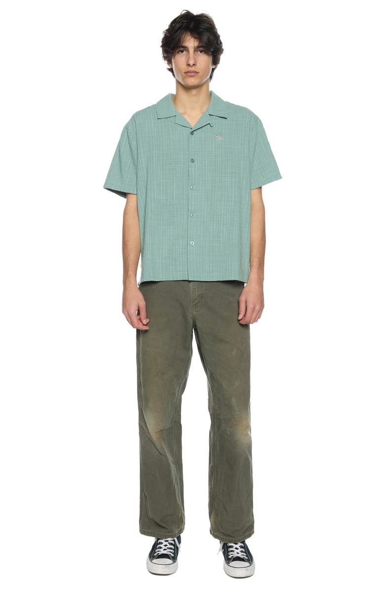 Round Two Slub Crosshatch Camp Shirt, Alternate, color, Green