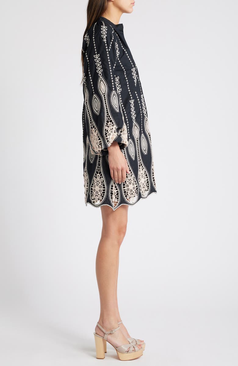 CIEBON Dianna Embroidered Long Sleeve Cotton Shift Dress, Alternate, color, 