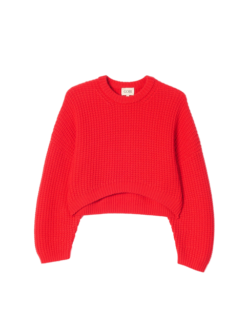Oval-Sleeve Cropped Cashmere Sweater
