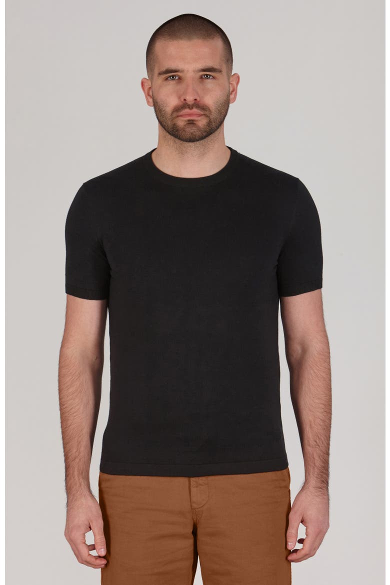 100% Ultra Fine Cotton Knitted T-shirt, Main, color, Black