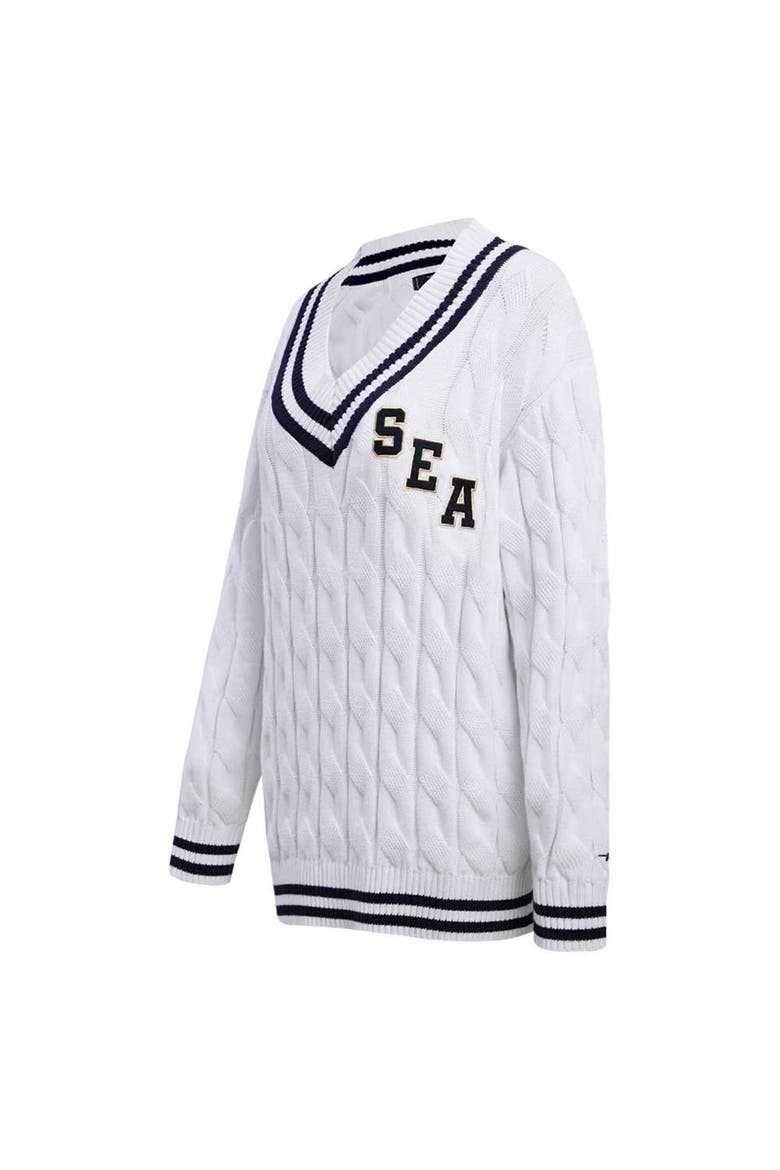 Women's Pro Standard  White Seattle Seahawks Prep V-Neck Pullover Sweater, Alternate, color, White