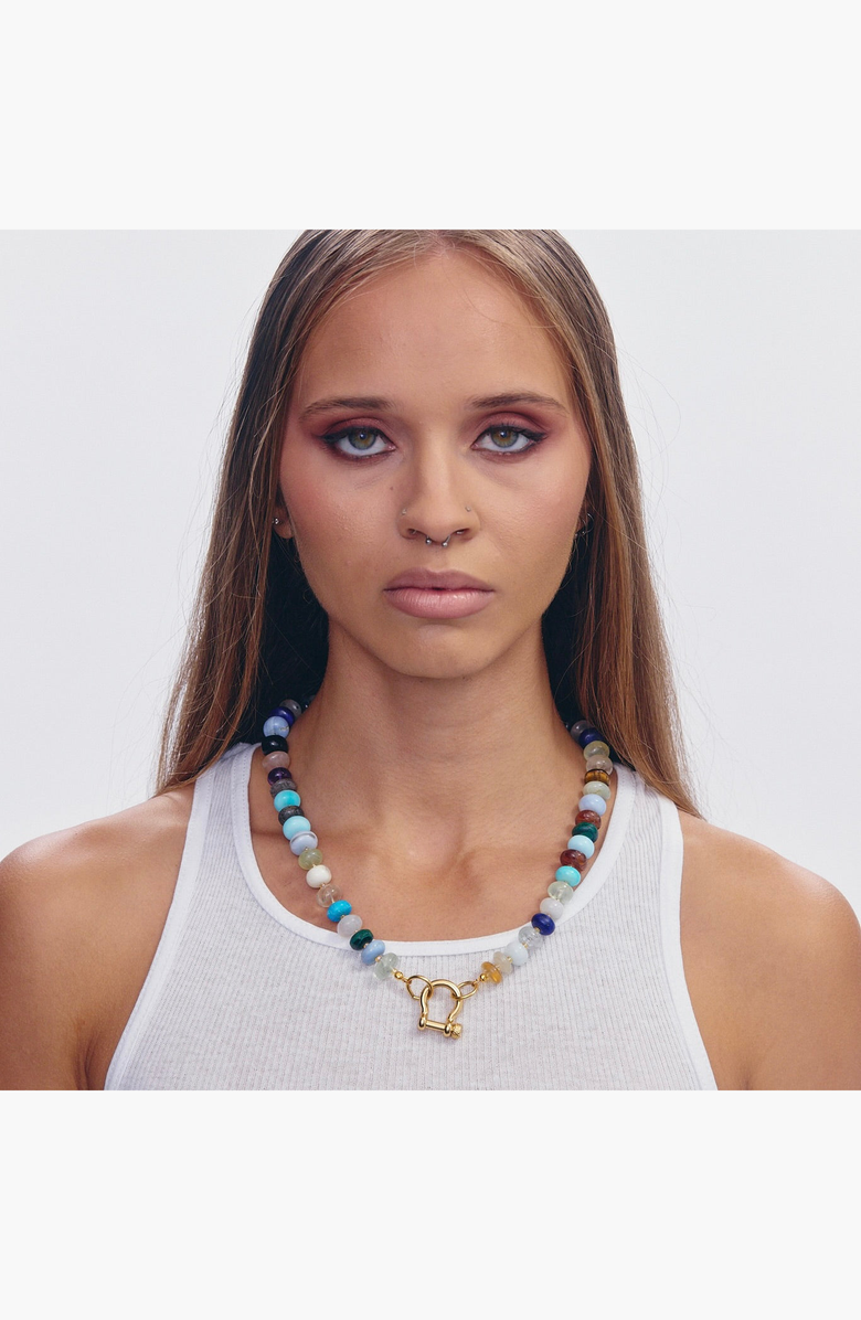 SHOP SPICY DAN Lyla Mixed Gemstone Gold Plated Necklace, Alternate, color, Mixed Gemstone