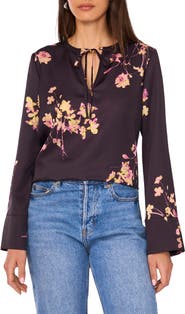 Vince Camuto Floral Split Neck Top