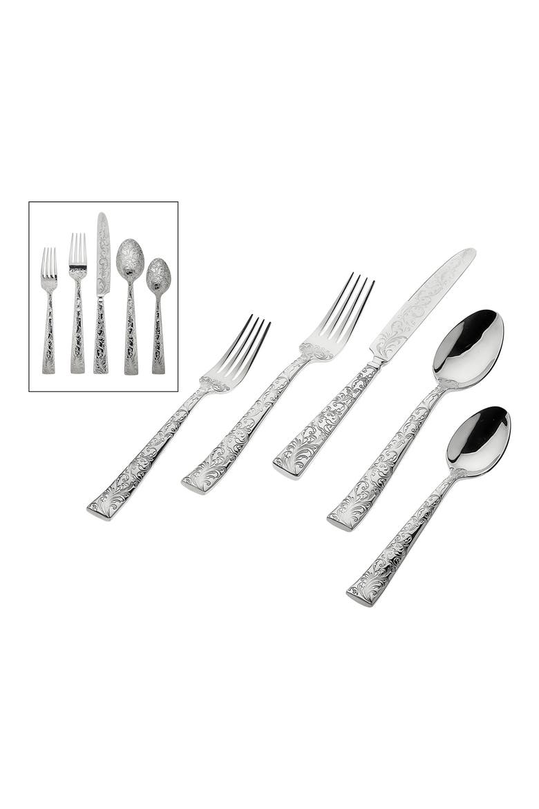 Parisian Garden 20-Piece Flatware Set, Alternate, color, SILVER