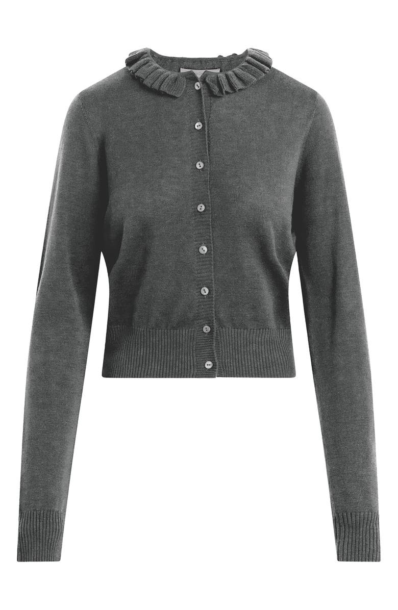 Favorite Daughter The Meet the Parents Ruffle Neck Wool Cardigan, Alternate, color, Heather Grey