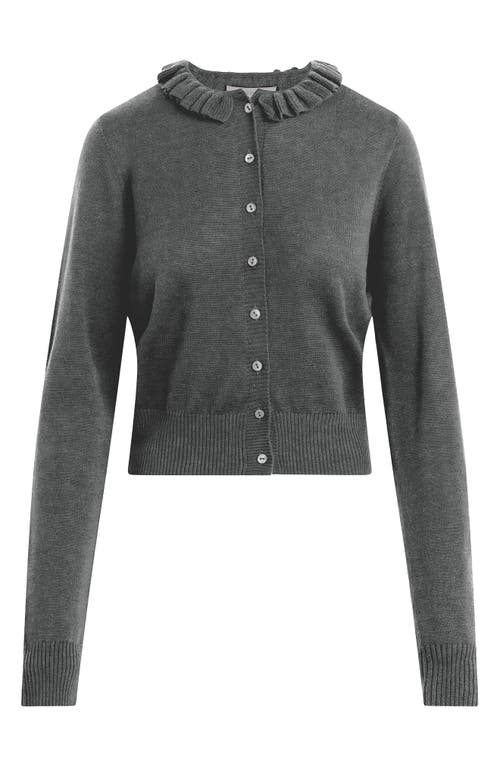 Favorite Daughter The Meet The Parents Ruffle Neck Wool Cardigan In Gray