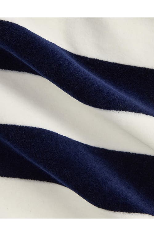 Ralph Lauren Stripe Cotton Blend Velour Romper In Blue