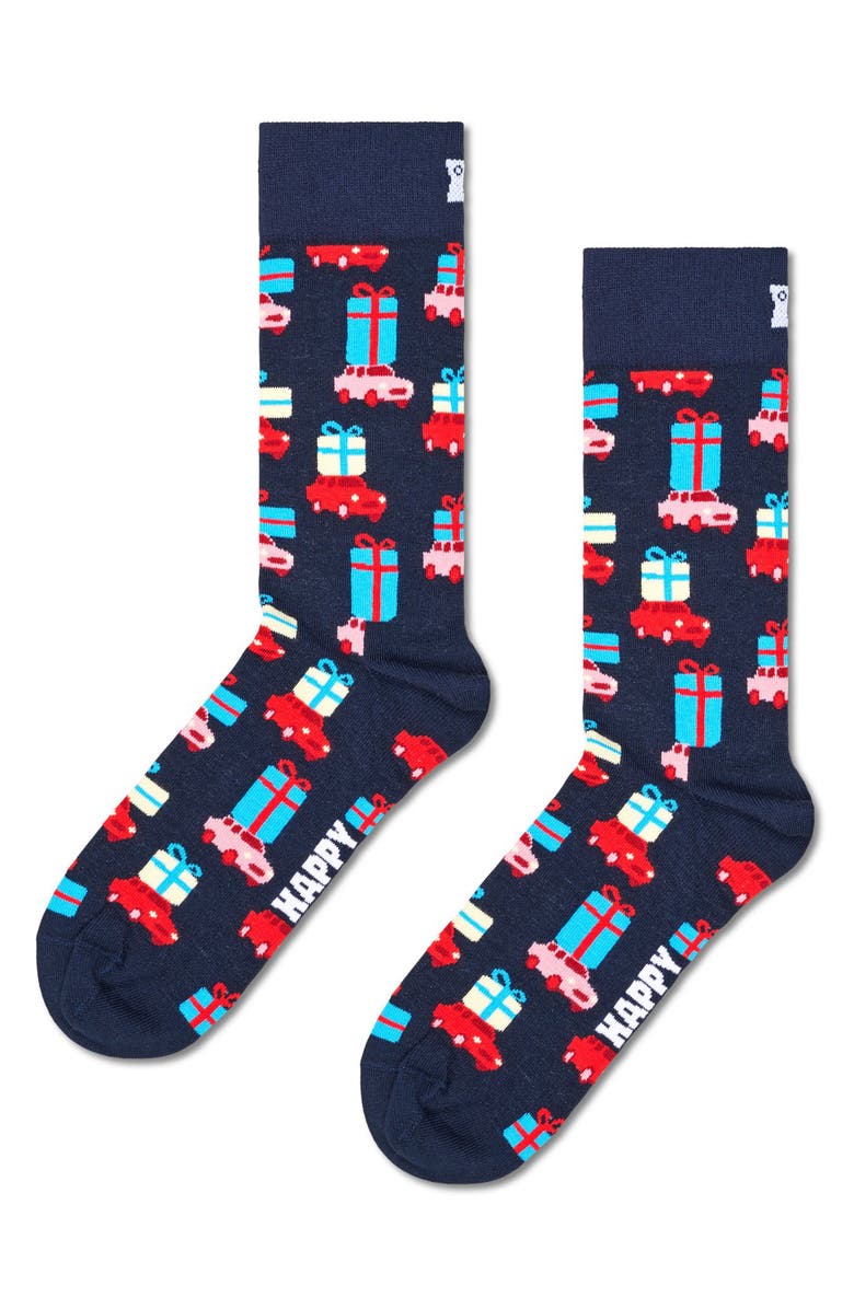 Happy Socks Assorted 3-Pack Holiday Crew Socks Gift Set, Alternate, color, Navy