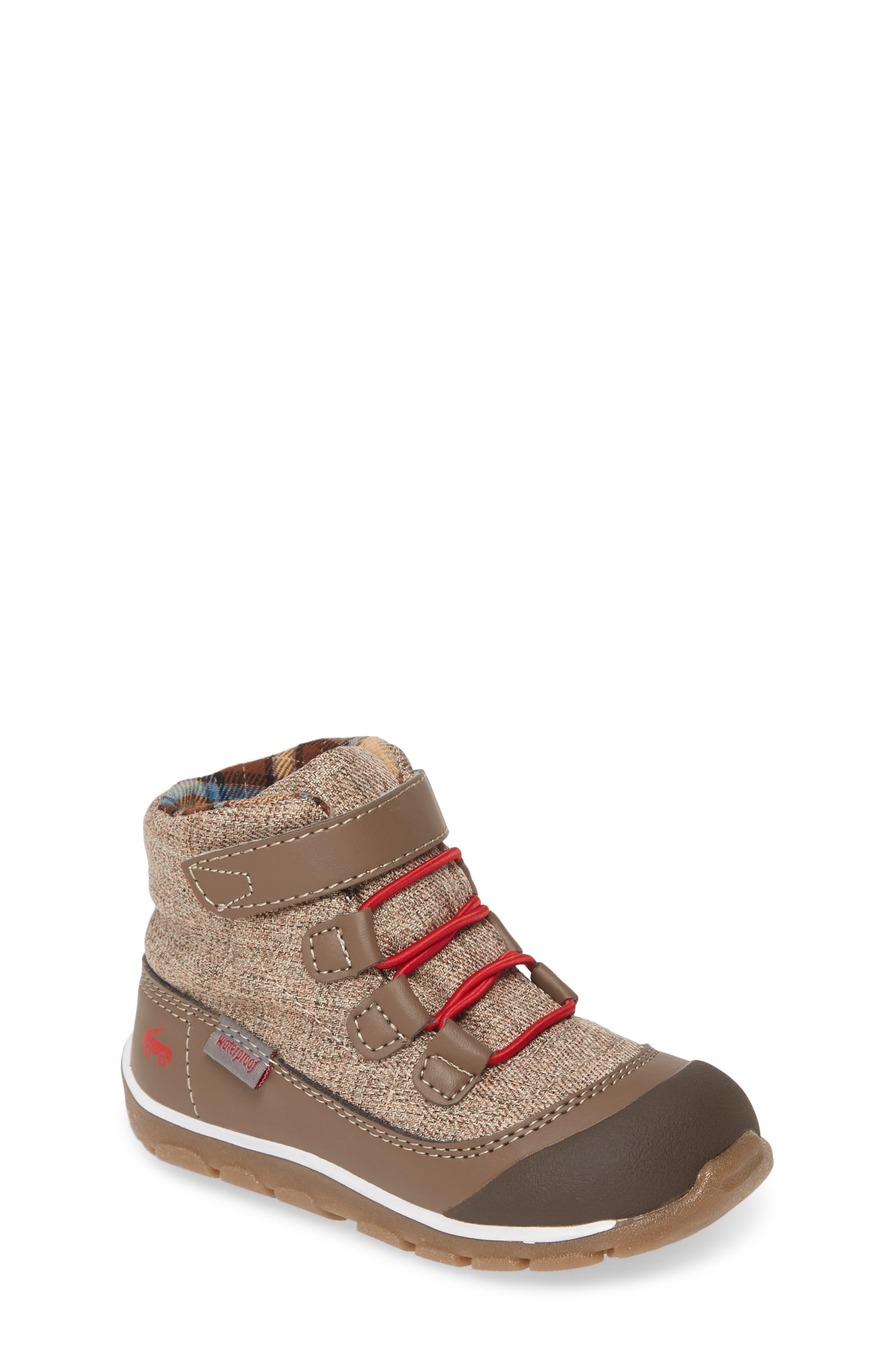 Sam Waterproof Boot, Main, color, BROWN/ RED