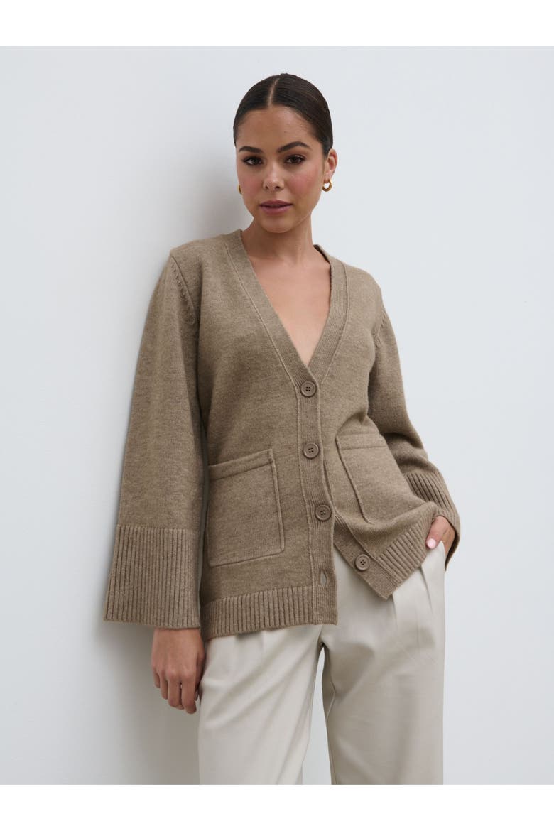 Autumn Chunky Cuff Knit Cardigan, Main, color, Dark Beige