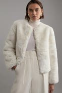 Karen Millen Collarless Faux Fur Jacket