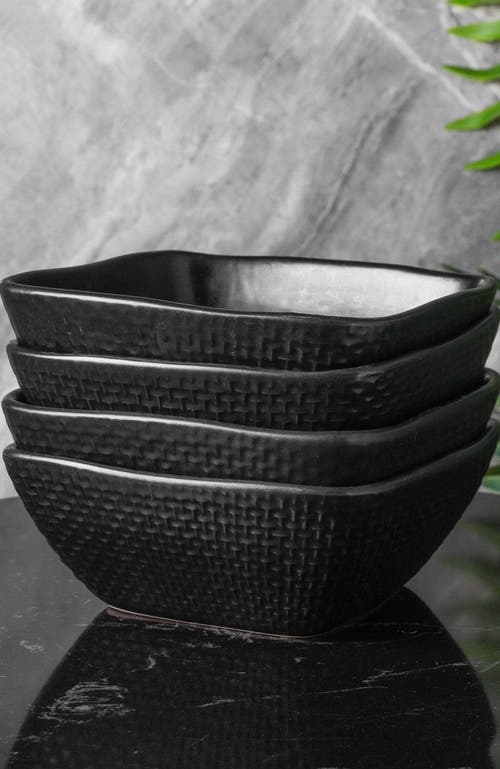 Stone Lain Olivia Stoneware 4-piece Bowl Set In Black