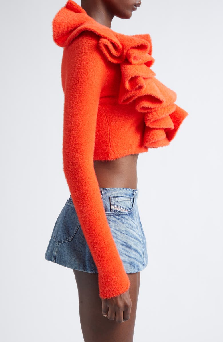 DIESEL<sup>®</sup> M-Inge Ruffle Collar Crop Cardigan, Alternate, color, Fire