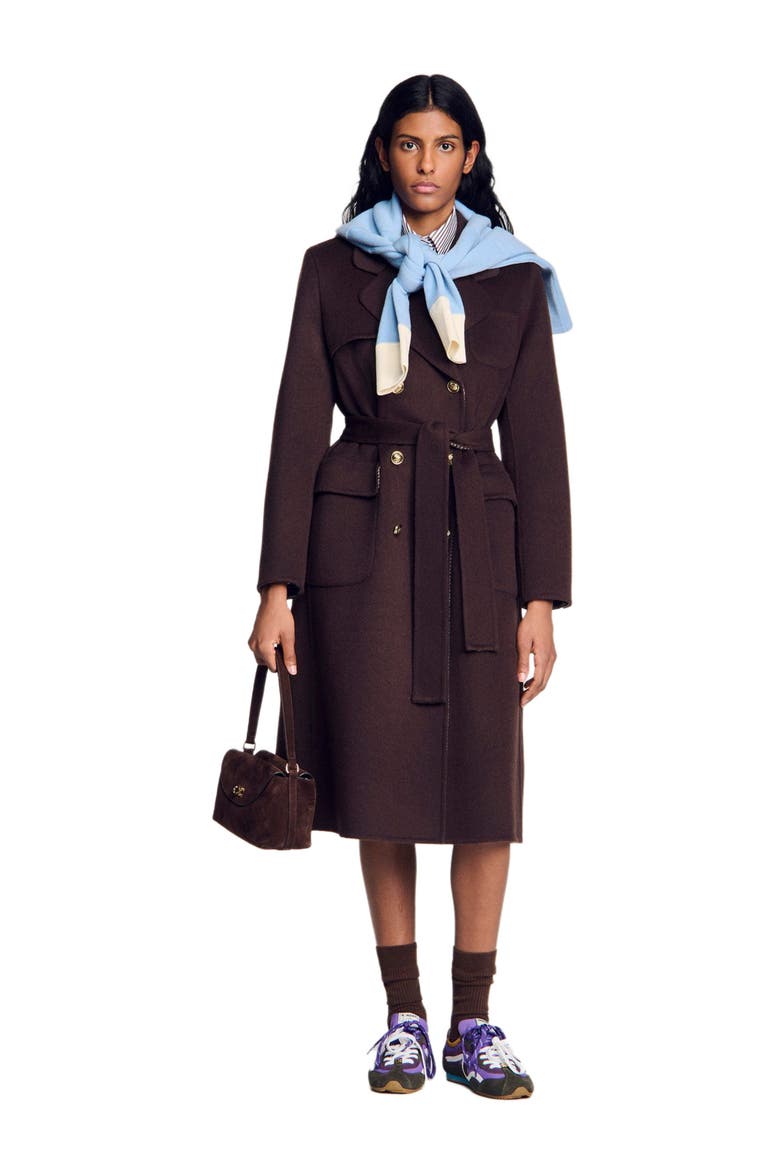 Double-faced check coat, Alternate, color, Brown