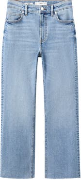 MANGO Sienna Raw Hem Crop Flare Jeans