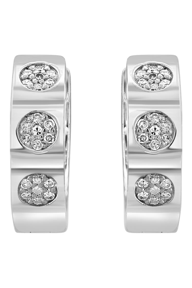 Sterling Silver Diamond Hoop Earrings - 0.12ct., Main, color, SILVER