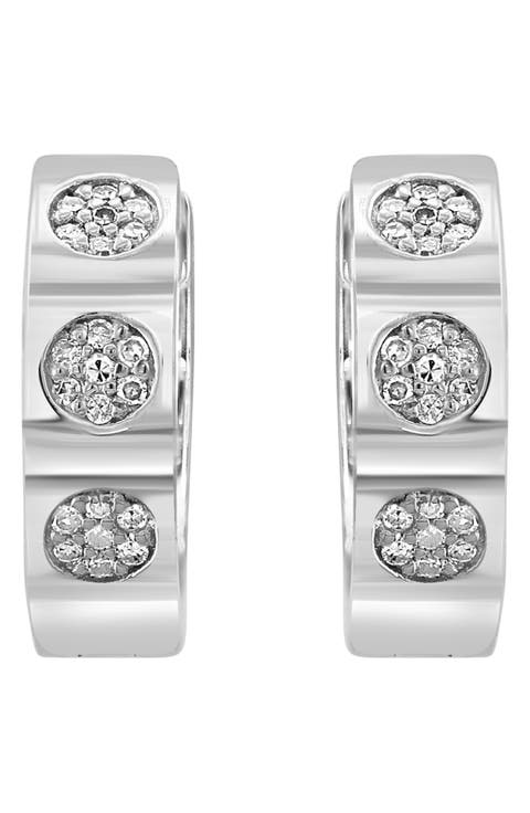 Sterling Silver Diamond Hoop Earrings - 0.12ct.