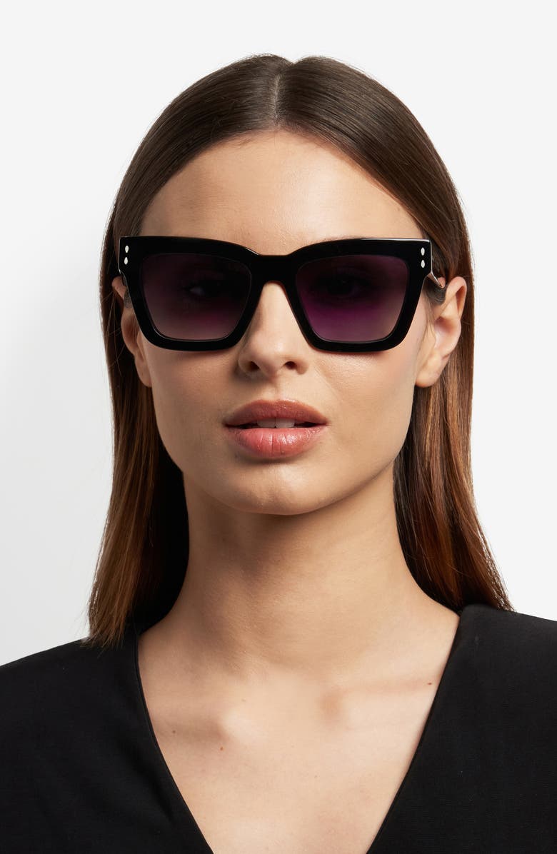 Isabel Marant 53mm Gradient Rectangular Sunglasses, Alternate, color, Black/ Dark Grey Sf