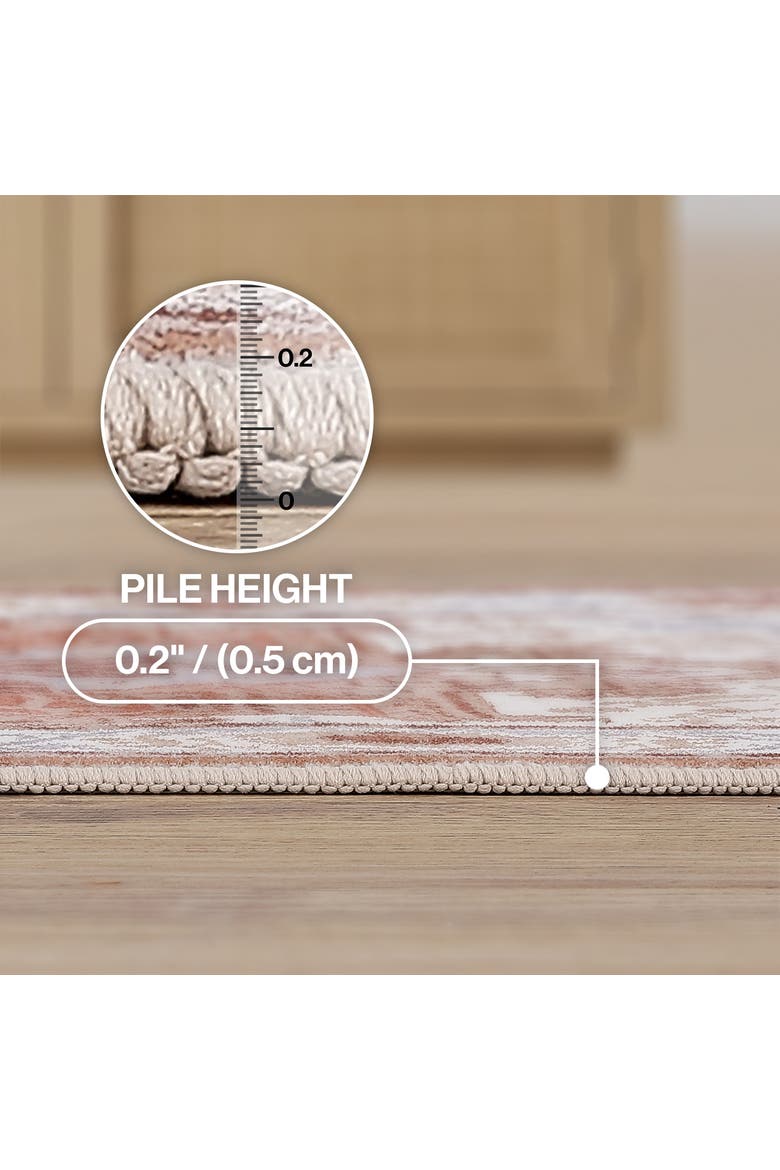 Eleanor Vintage Medallion Border Non-Slip Machine-Washable Cream/Terra 5 ft. x 8 ft. Area Rug, Alternate, color, Cream/Terra