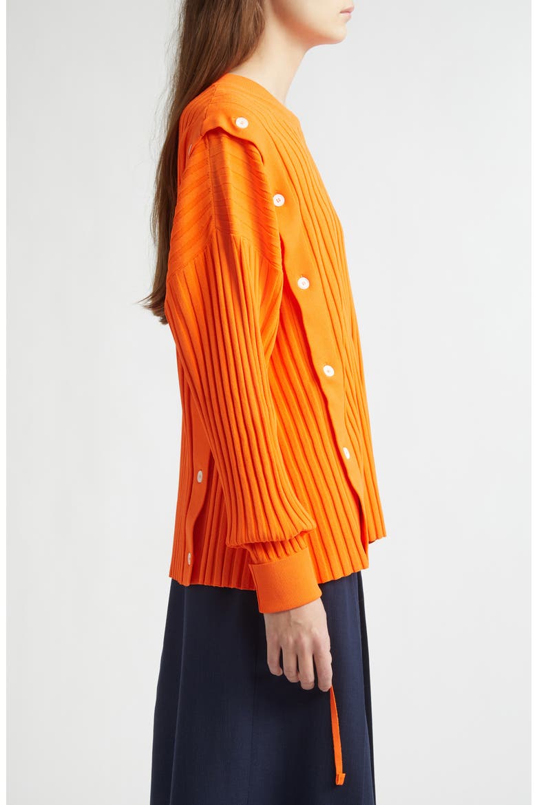 Button Detail Rib Crewneck Sweater, Alternate, color, SUNRISE ORANGE