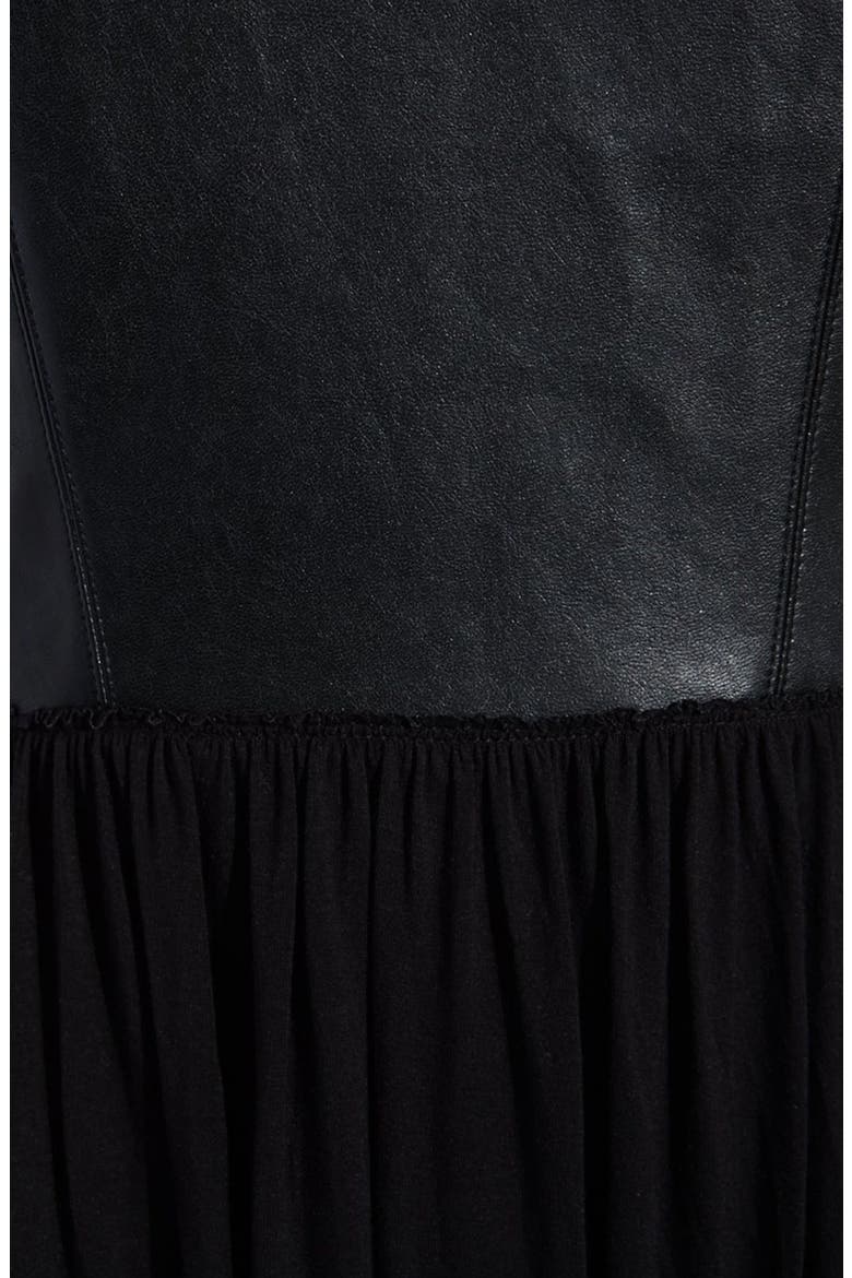 Faux Leather Fit & Flare Dress, Alternate, color, BLACK