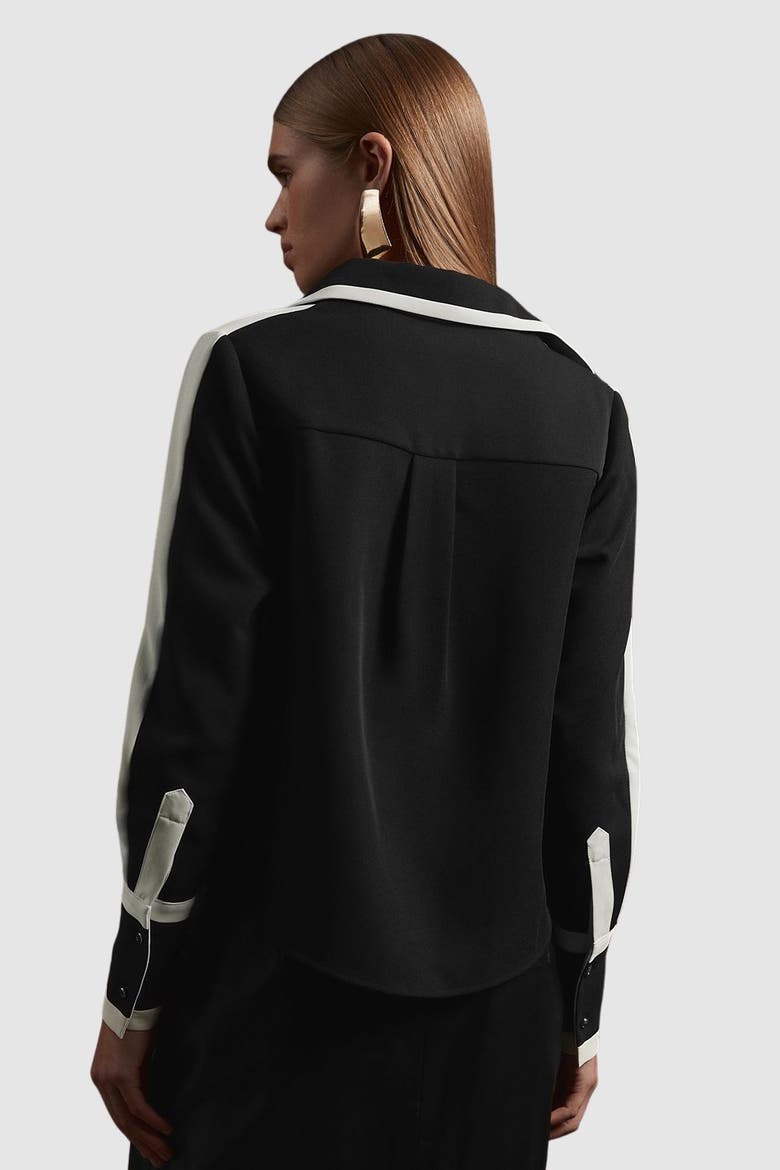 Colour Block Twill Woven Shirt, Alternate, color, Black