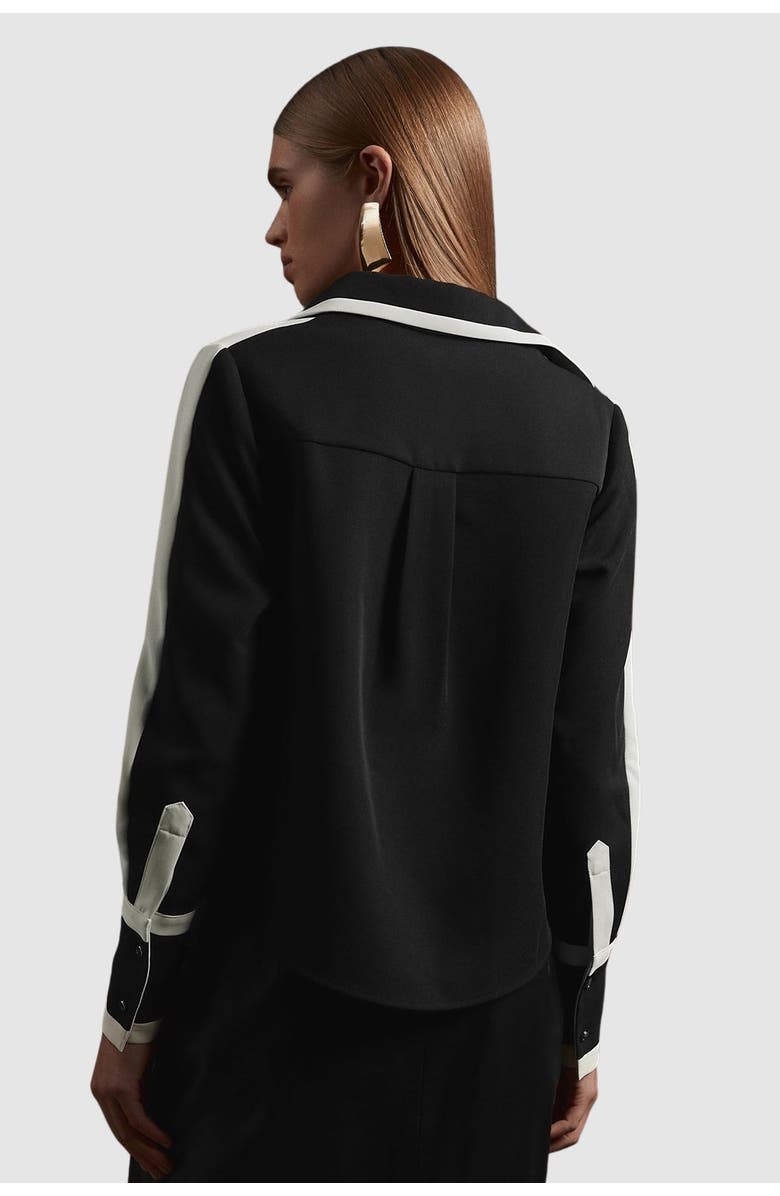 Karen Millen Colour Block Twill Woven Shirt, Alternate, color, Black
