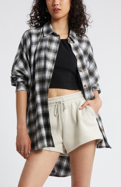 Plaid Oversize Flannel Button-Up Shirt