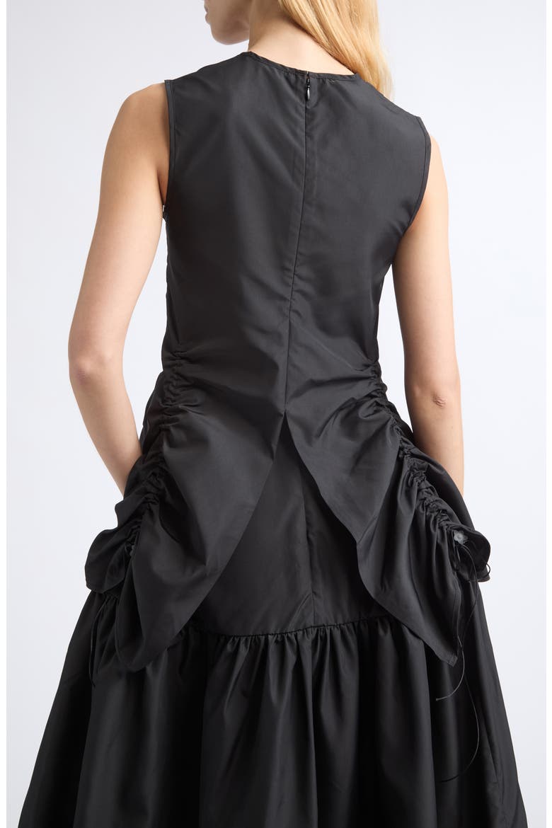 Unika Ruched Recycled Faille Top, Alternate, color, BLACK