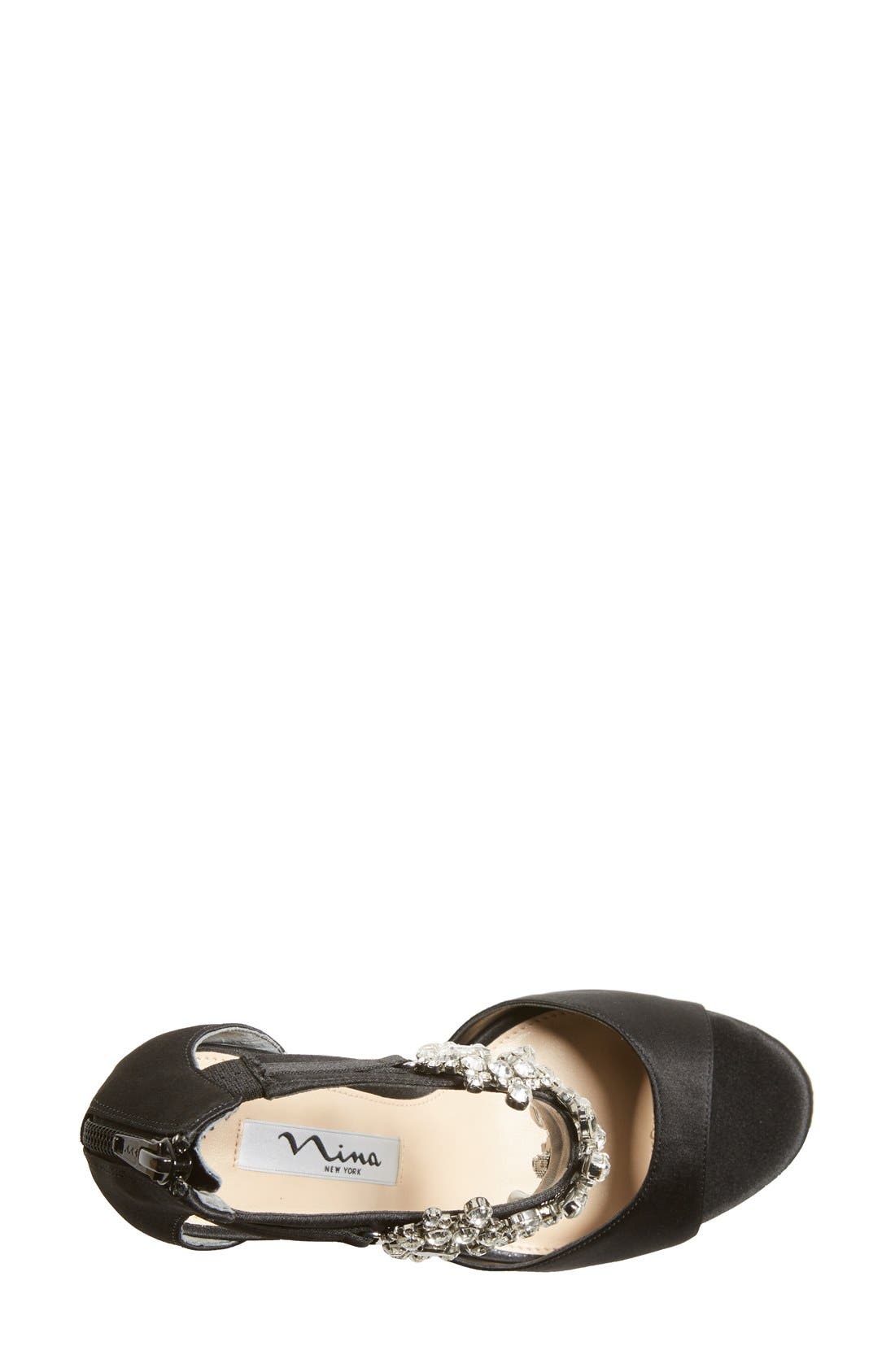 Nina 'Fabiola' Satin & Crystal Ankle Strap Platform Sandal, Alternate, color, 