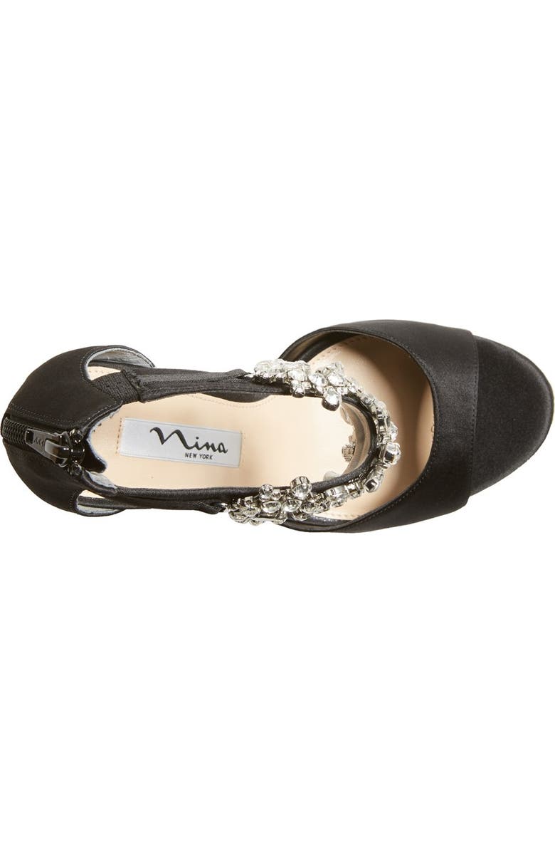 Nina 'Fabiola' Satin & Crystal Ankle Strap Platform Sandal, Alternate, color,