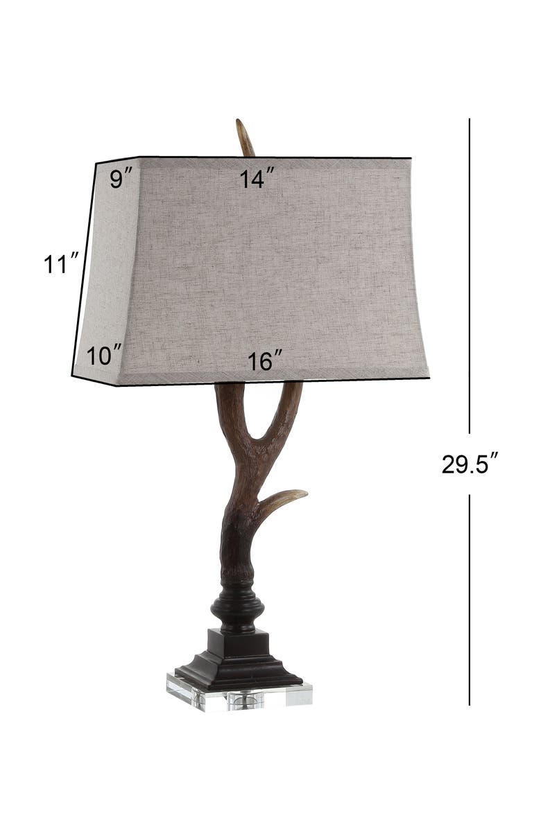 JONATHAN Y Antler 29.5" Rustic Resin/Crystal LED Table Lamp, Alternate, color, Brown
