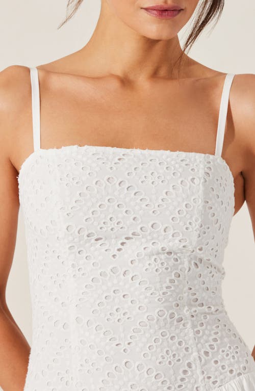 ASTR ASTR THE LABEL NATHALIA EYELET EMBROIDERED COTTON MIDI DRESS