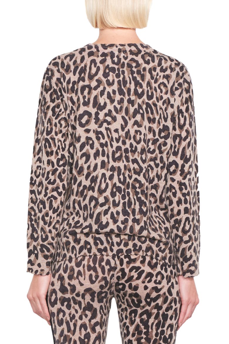 Leopard Print Crewneck Sweater, Alternate, color, OATMEAL