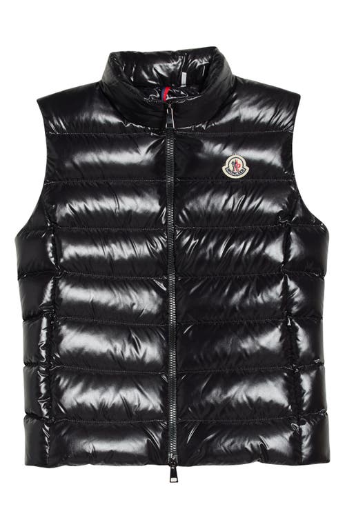 Moncler Ghany Nylon Laqué Down Puffer Vest In Black