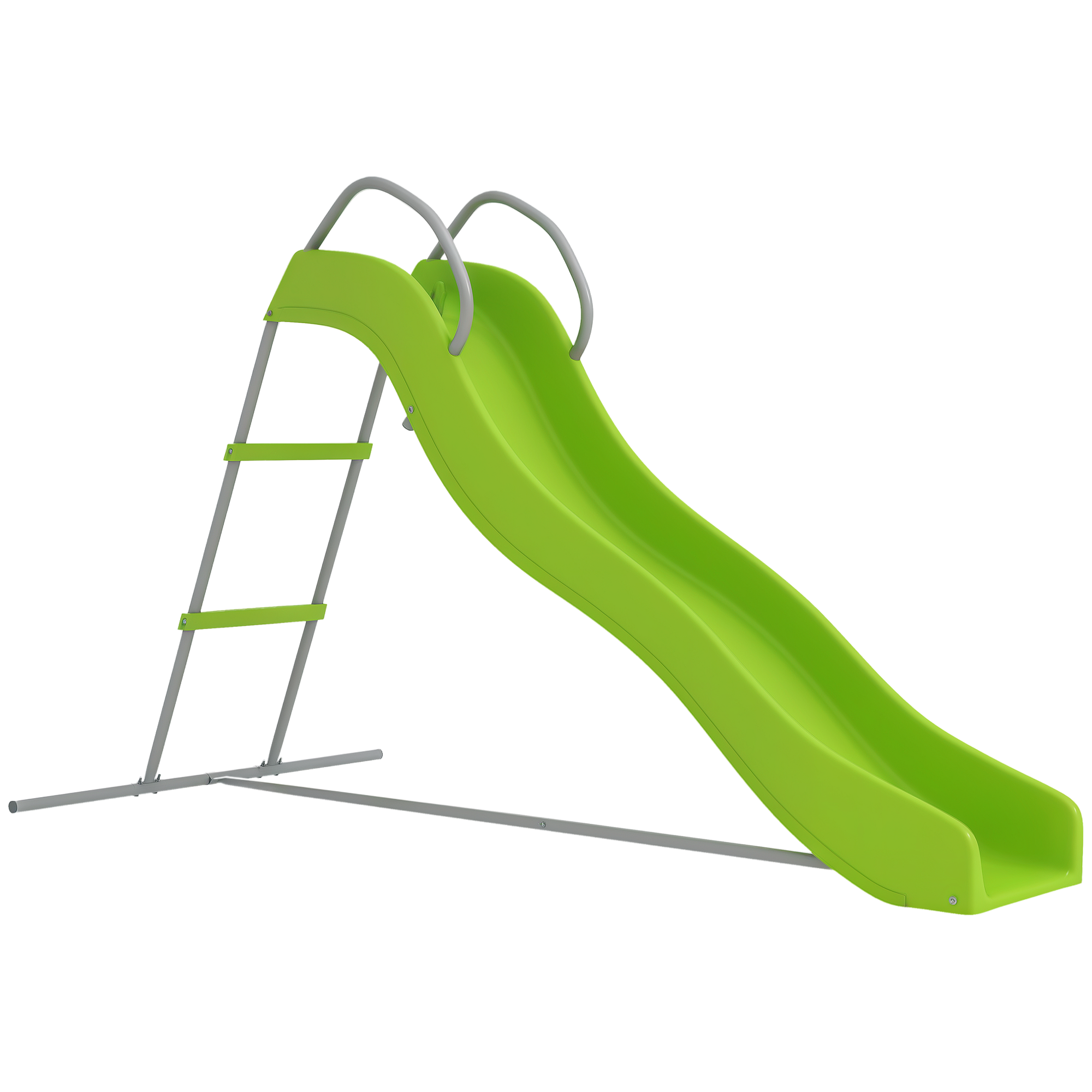 Qaba 5.7FT Outdoor Wave Slide with Climbing Step Ladder, Kids Ages 3-8 in Green 