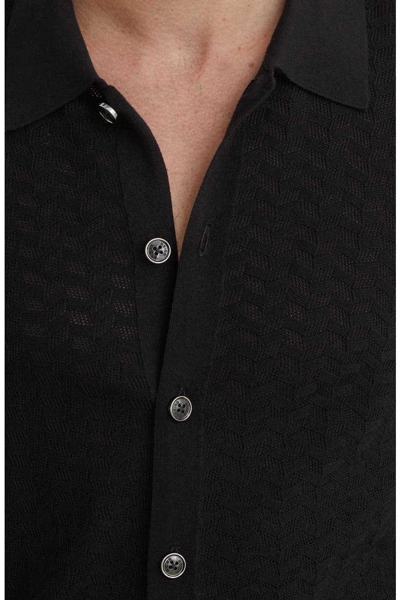 Phoenix Chevron Knit Button-Up Shirt, Alternate, color, BLACK