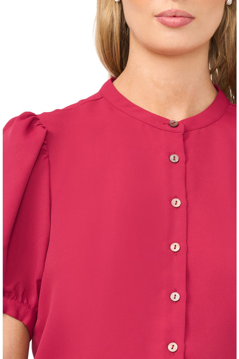 Puff Sleeve Button-Up Top, Alternate, color, DEEP CHERRY