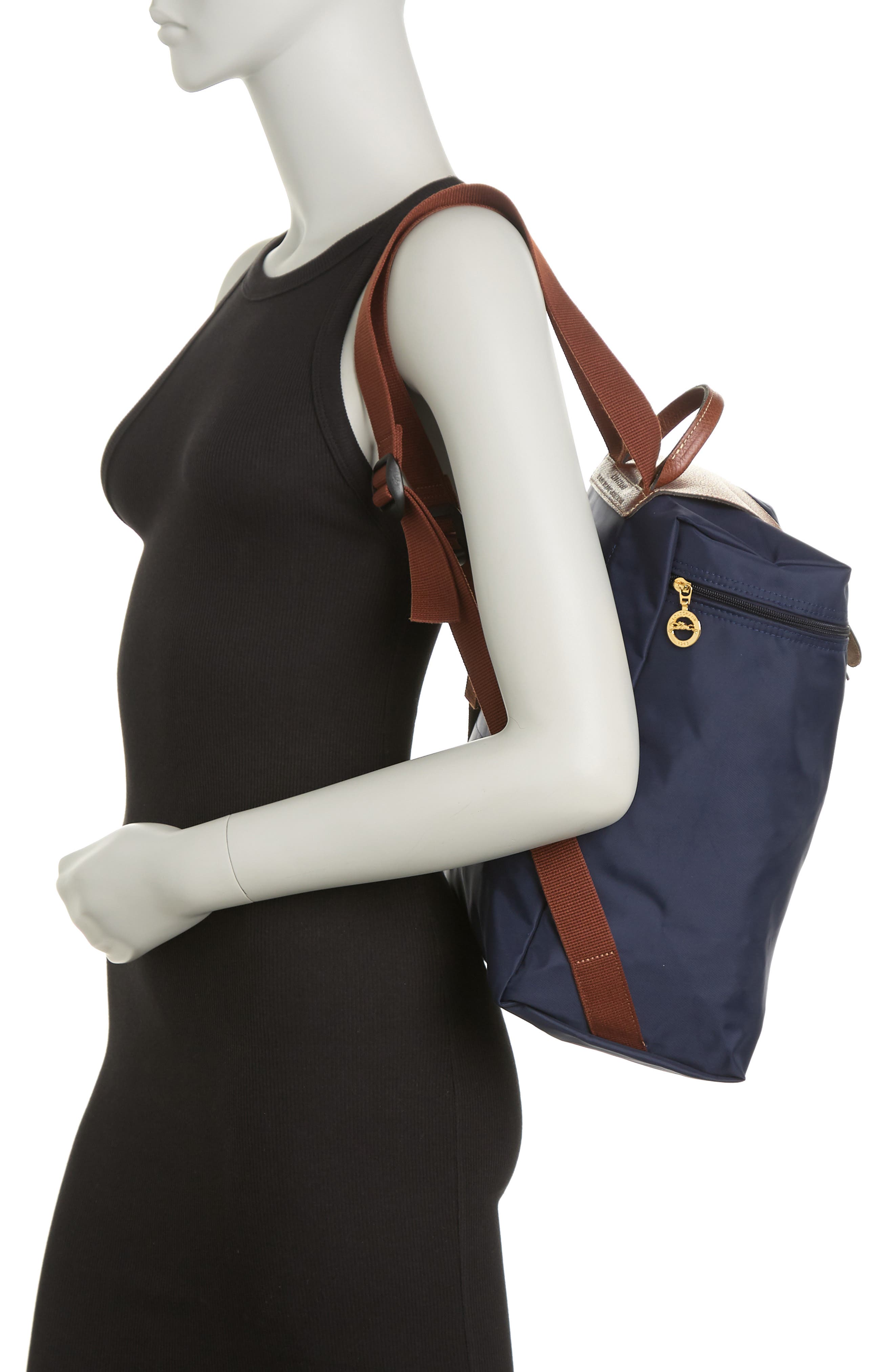 Large Le Pliage Backpack, Alternate, color, NAVY
