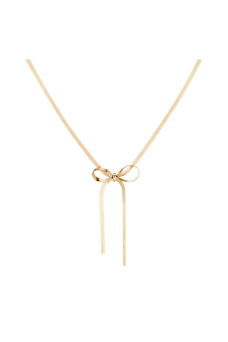 Herringbone Bow Choker Necklace, Main, color, Yellow