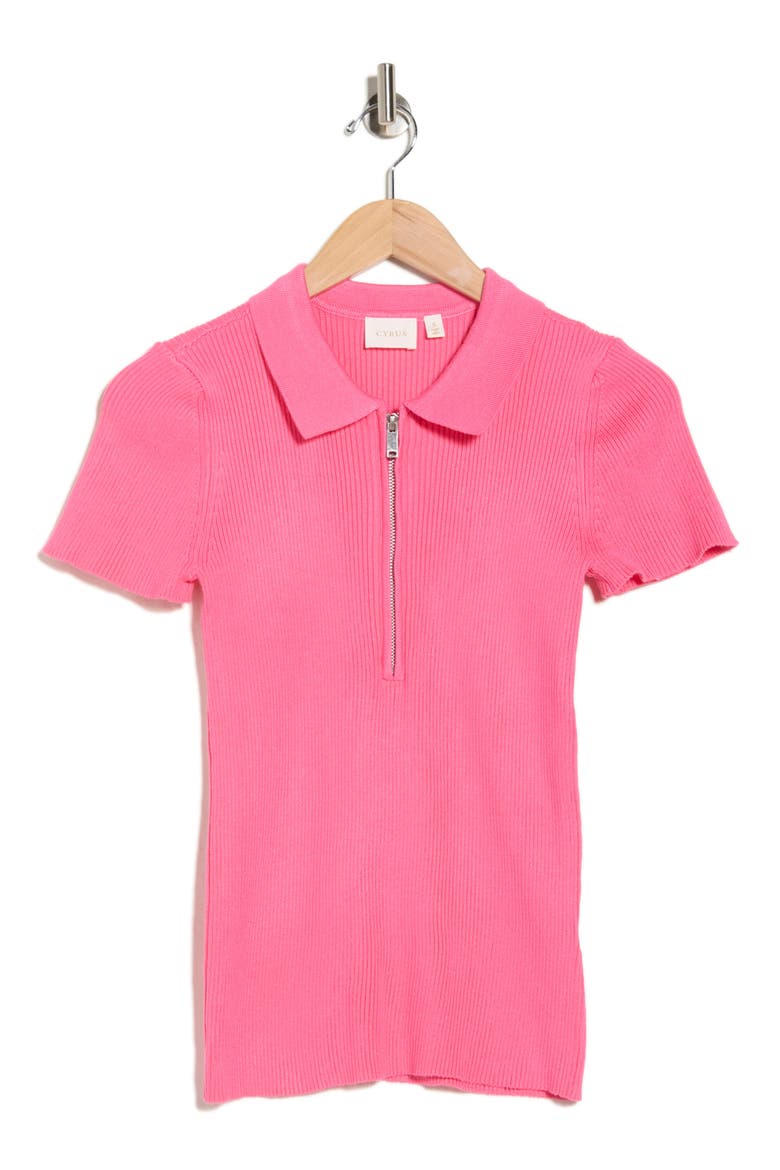 Quarter Zip Polo, Alternate, color, CARMINE ROSE