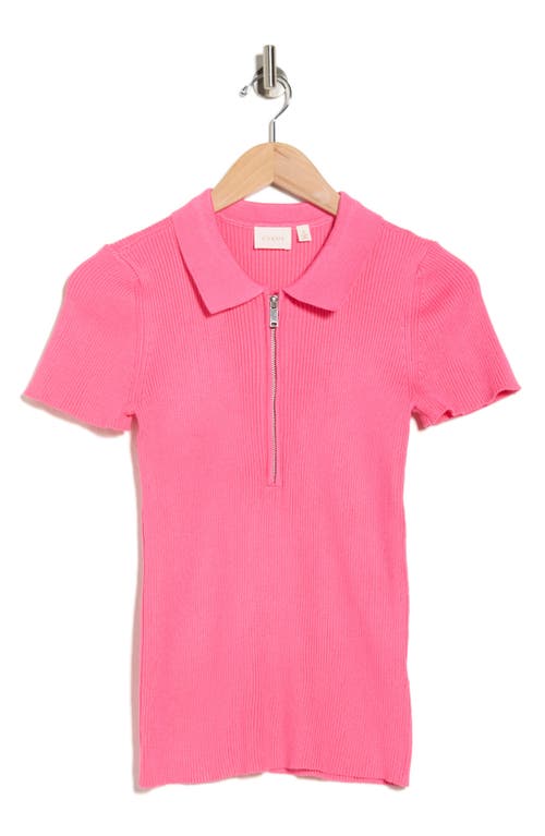 Cyrus Quarter Zip Polo In Pink