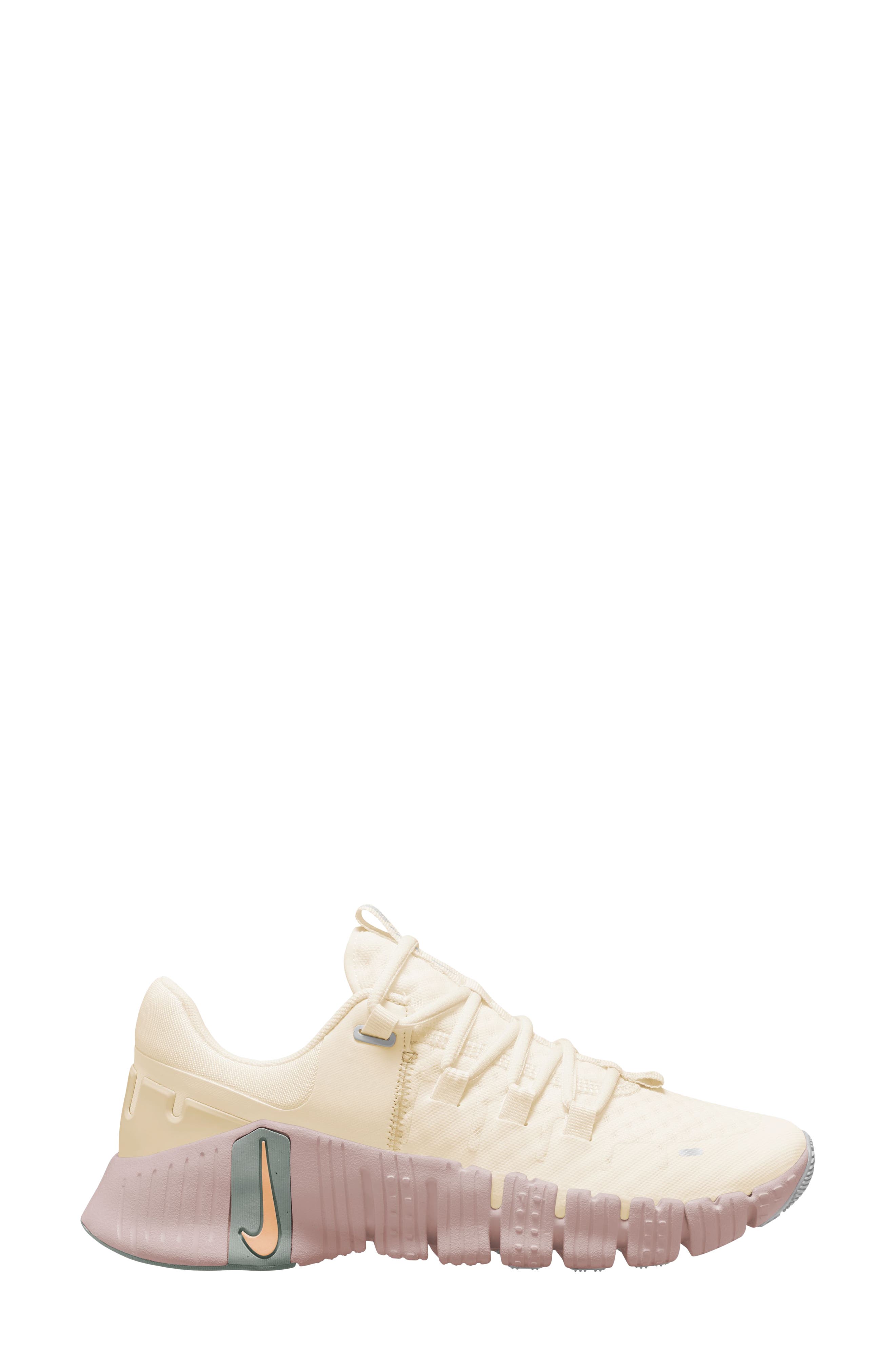 Free Metcon 5 Training Shoe, Main, color, PALE IVORY/ PEACH/ SILVER