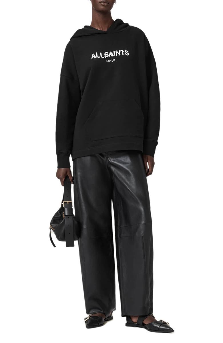 AllSaints Static Etie Logo Hoodie, Alternate, color, Black