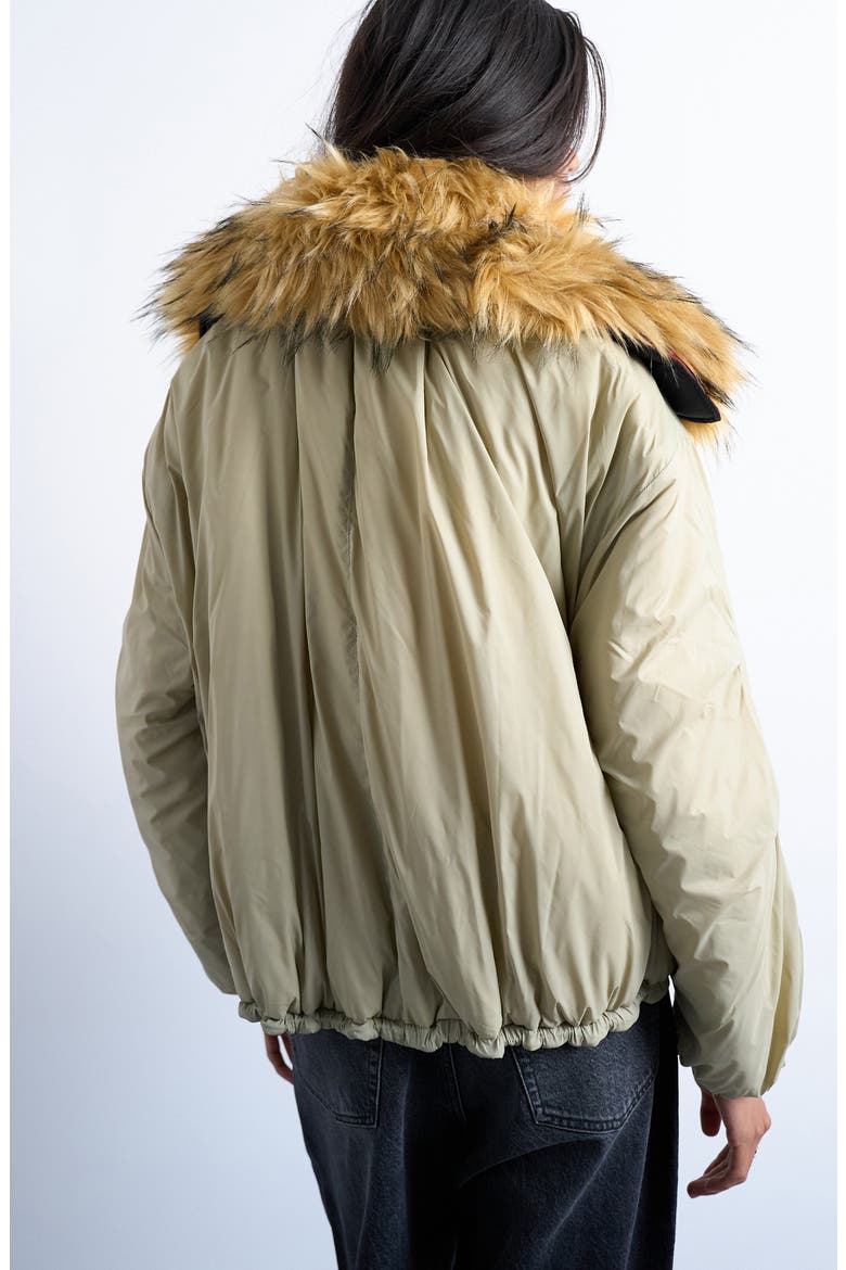 Reversible Bomber Jacket with Faux Fur Collar, Alternate, color, MEDIUM GREEN