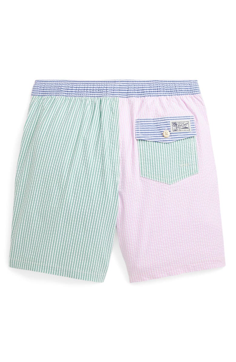Polo Ralph Lauren Kids' Traveler Stretch Seersucker Swim Trunks, Alternate, color, 