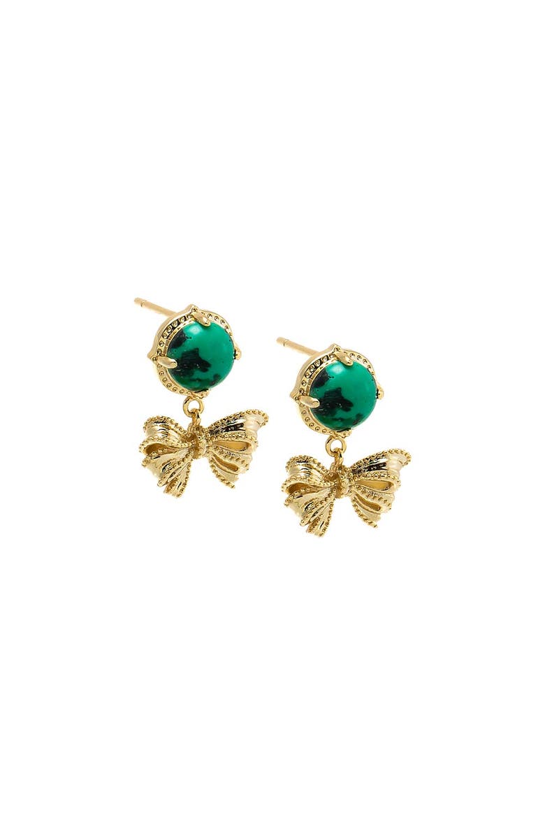 BY ADINA EDEN Malachite Bow Drop Stud Earring, Main, color, 