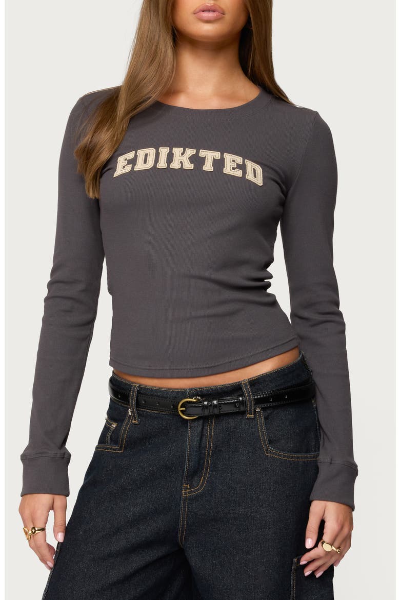 Ribbed Logo Graphic T-Shirt, Main, color, DARK-GRAY