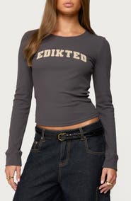 EDIKTED Ribbed Logo Graphic T-Shirt
